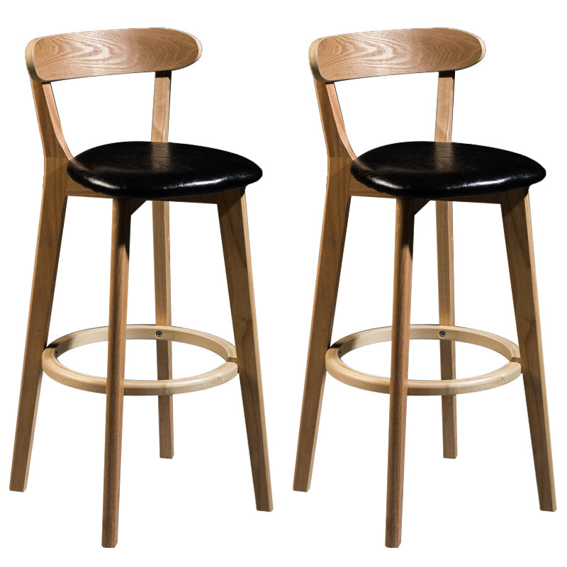 Contemporary Low Back Rubberwood Stool Matte Finish Upholstered Bar Stools Black Natural 2 Piece Set Clearhalo 'Bar Furniture' 'Bar Stools' 'bar_stools' 'furn' 'furn_bar_stools' 'Furniture' 'furniture_bar_stools' 'Kitchen & Dining Furniture' 4984707