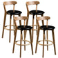 Contemporary Low Back Rubberwood Stool Matte Finish Upholstered Bar Stools Black Natural 4 Piece Set Clearhalo 'Bar Furniture' 'Bar Stools' 'bar_stools' 'furn' 'furn_bar_stools' 'Furniture' 'furniture_bar_stools' 'Kitchen & Dining Furniture' 4984708
