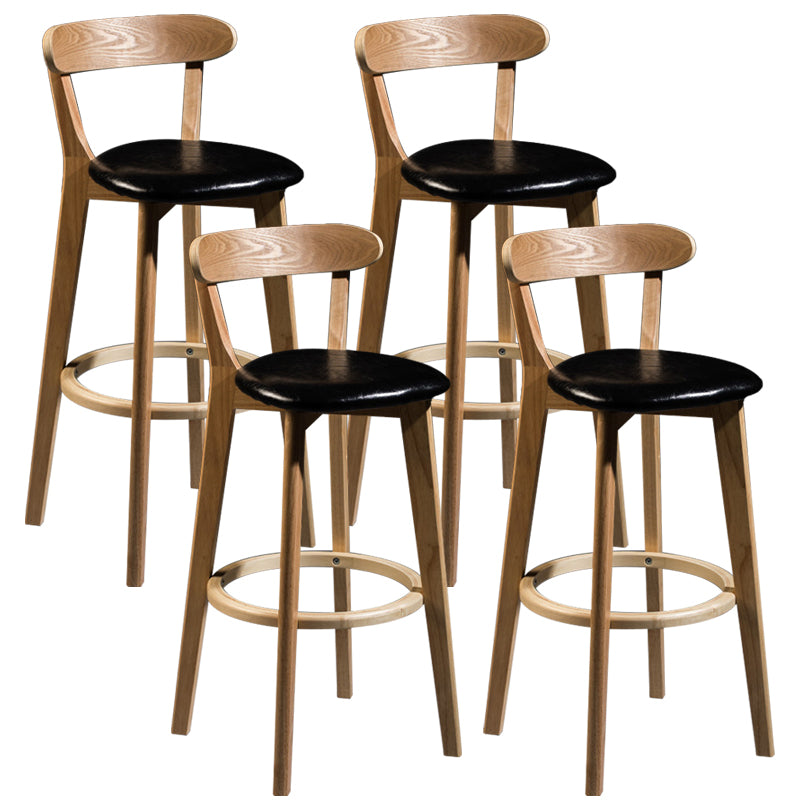Contemporary Low Back Rubberwood Stool Matte Finish Upholstered Bar Stools Black Natural 4 Piece Set Clearhalo 'Bar Furniture' 'Bar Stools' 'bar_stools' 'furn' 'furn_bar_stools' 'Furniture' 'furniture_bar_stools' 'Kitchen & Dining Furniture' 4984708