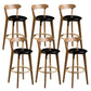 Contemporary Low Back Rubberwood Stool Matte Finish Upholstered Bar Stools Black Natural 6 Piece Set Clearhalo 'Bar Furniture' 'Bar Stools' 'bar_stools' 'furn' 'furn_bar_stools' 'Furniture' 'furniture_bar_stools' 'Kitchen & Dining Furniture' 4984709