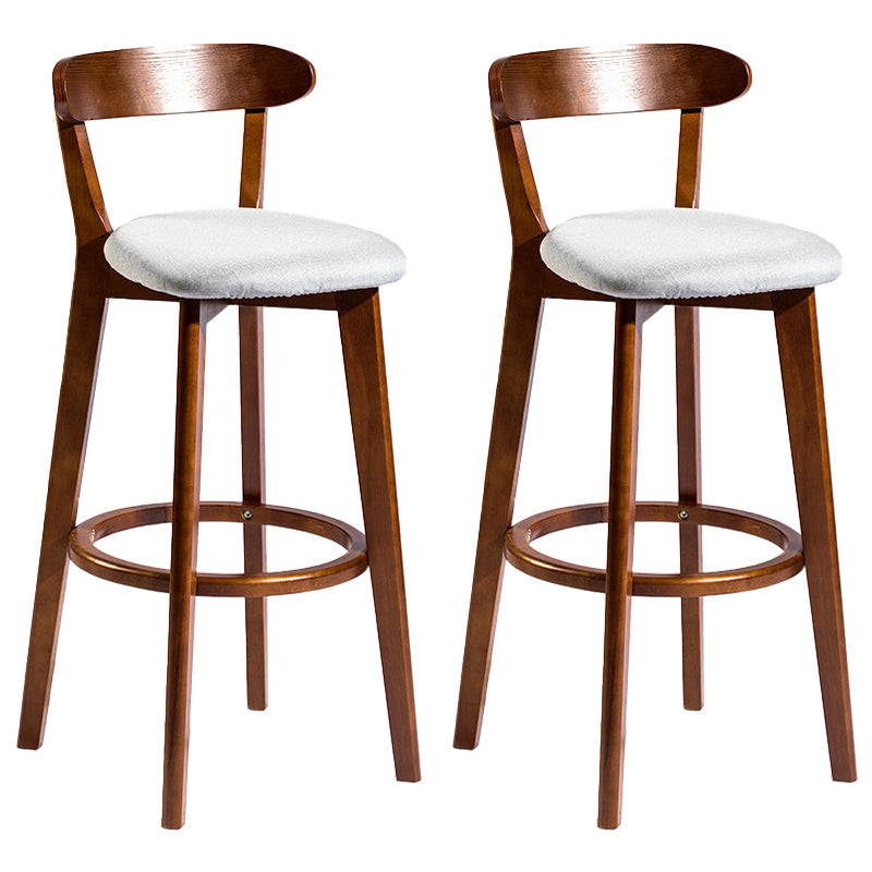 Contemporary Low Back Rubberwood Stool Matte Finish Upholstered Bar Stools Light Gray Brown 2 Piece Set Clearhalo 'Bar Furniture' 'Bar Stools' 'bar_stools' 'furn' 'furn_bar_stools' 'Furniture' 'furniture_bar_stools' 'Kitchen & Dining Furniture' 4984711