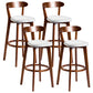 Contemporary Low Back Rubberwood Stool Matte Finish Upholstered Bar Stools Light Gray Brown 4 Piece Set Clearhalo 'Bar Furniture' 'Bar Stools' 'bar_stools' 'furn' 'furn_bar_stools' 'Furniture' 'furniture_bar_stools' 'Kitchen & Dining Furniture' 4984712