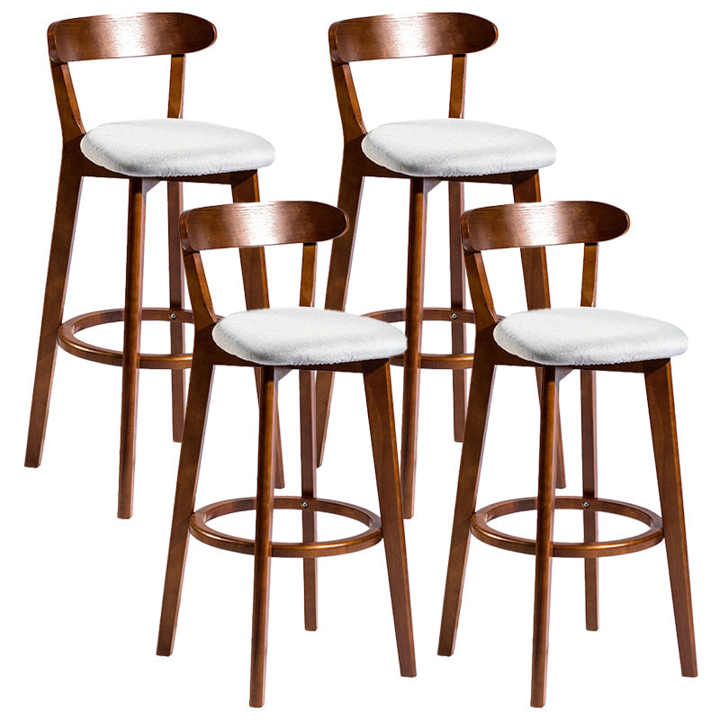 Contemporary Low Back Rubberwood Stool Matte Finish Upholstered Bar Stools Light Gray Brown 4 Piece Set Clearhalo 'Bar Furniture' 'Bar Stools' 'bar_stools' 'furn' 'furn_bar_stools' 'Furniture' 'furniture_bar_stools' 'Kitchen & Dining Furniture' 4984712