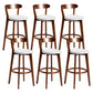 Contemporary Low Back Rubberwood Stool Matte Finish Upholstered Bar Stools Light Gray Brown 6 Piece Set Clearhalo 'Bar Furniture' 'Bar Stools' 'bar_stools' 'furn' 'furn_bar_stools' 'Furniture' 'furniture_bar_stools' 'Kitchen & Dining Furniture' 4984713