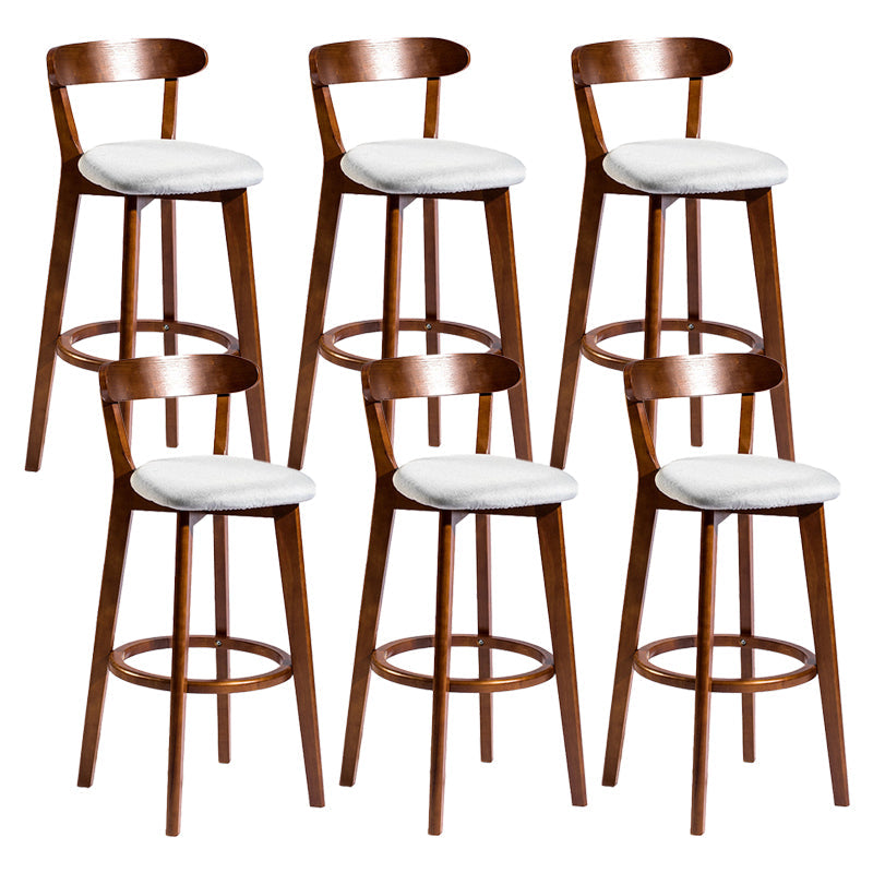 Contemporary Low Back Rubberwood Stool Matte Finish Upholstered Bar Stools Light Gray Brown 6 Piece Set Clearhalo 'Bar Furniture' 'Bar Stools' 'bar_stools' 'furn' 'furn_bar_stools' 'Furniture' 'furniture_bar_stools' 'Kitchen & Dining Furniture' 4984713