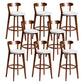 Contemporary Low Back Rubberwood Stool Matte Finish Upholstered Bar Stools Light Gray Brown 8 Piece Set Clearhalo 'Bar Furniture' 'Bar Stools' 'bar_stools' 'furn' 'furn_bar_stools' 'Furniture' 'furniture_bar_stools' 'Kitchen & Dining Furniture' 4984714
