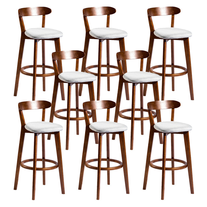 Contemporary Low Back Rubberwood Stool Matte Finish Upholstered Bar Stools Light Gray Brown 8 Piece Set Clearhalo 'Bar Furniture' 'Bar Stools' 'bar_stools' 'furn' 'furn_bar_stools' 'Furniture' 'furniture_bar_stools' 'Kitchen & Dining Furniture' 4984714