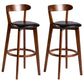 Contemporary Low Back Rubberwood Stool Matte Finish Upholstered Bar Stools Black Brown 2 Piece Set Clearhalo 'Bar Furniture' 'Bar Stools' 'bar_stools' 'furn' 'furn_bar_stools' 'Furniture' 'furniture_bar_stools' 'Kitchen & Dining Furniture' 4984715