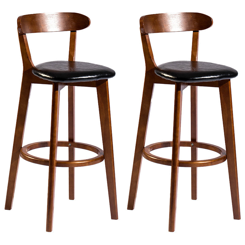Contemporary Low Back Rubberwood Stool Matte Finish Upholstered Bar Stools Black Brown 2 Piece Set Clearhalo 'Bar Furniture' 'Bar Stools' 'bar_stools' 'furn' 'furn_bar_stools' 'Furniture' 'furniture_bar_stools' 'Kitchen & Dining Furniture' 4984715
