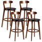 Contemporary Low Back Rubberwood Stool Matte Finish Upholstered Bar Stools Black Brown 4 Piece Set Clearhalo 'Bar Furniture' 'Bar Stools' 'bar_stools' 'furn' 'furn_bar_stools' 'Furniture' 'furniture_bar_stools' 'Kitchen & Dining Furniture' 4984716