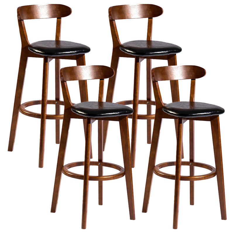 Contemporary Low Back Rubberwood Stool Matte Finish Upholstered Bar Stools Black Brown 4 Piece Set Clearhalo 'Bar Furniture' 'Bar Stools' 'bar_stools' 'furn' 'furn_bar_stools' 'Furniture' 'furniture_bar_stools' 'Kitchen & Dining Furniture' 4984716