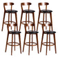 Contemporary Low Back Rubberwood Stool Matte Finish Upholstered Bar Stools Black Brown 6 Piece Set Clearhalo 'Bar Furniture' 'Bar Stools' 'bar_stools' 'furn' 'furn_bar_stools' 'Furniture' 'furniture_bar_stools' 'Kitchen & Dining Furniture' 4984717