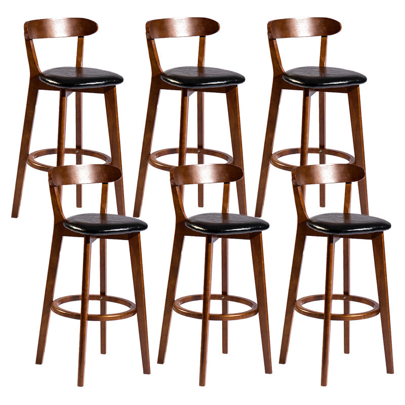 Contemporary Low Back Rubberwood Stool Matte Finish Upholstered Bar Stools Black Brown 6 Piece Set Clearhalo 'Bar Furniture' 'Bar Stools' 'bar_stools' 'furn' 'furn_bar_stools' 'Furniture' 'furniture_bar_stools' 'Kitchen & Dining Furniture' 4984717