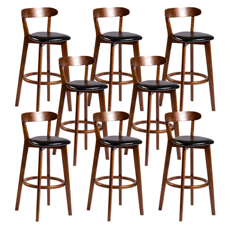 Contemporary Low Back Rubberwood Stool Matte Finish Upholstered Bar Stools Black Brown 8 Piece Set Clearhalo 'Bar Furniture' 'Bar Stools' 'bar_stools' 'furn' 'furn_bar_stools' 'Furniture' 'furniture_bar_stools' 'Kitchen & Dining Furniture' 4984718