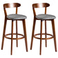 Contemporary Low Back Rubberwood Stool Matte Finish Upholstered Bar Stools Smoke Gray Brown 2 Piece Set Clearhalo 'Bar Furniture' 'Bar Stools' 'bar_stools' 'furn' 'furn_bar_stools' 'Furniture' 'furniture_bar_stools' 'Kitchen & Dining Furniture' 4984719