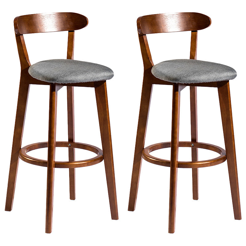 Contemporary Low Back Rubberwood Stool Matte Finish Upholstered Bar Stools Smoke Gray Brown 2 Piece Set Clearhalo 'Bar Furniture' 'Bar Stools' 'bar_stools' 'furn' 'furn_bar_stools' 'Furniture' 'furniture_bar_stools' 'Kitchen & Dining Furniture' 4984719