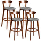Contemporary Low Back Rubberwood Stool Matte Finish Upholstered Bar Stools Smoke Gray Brown 4 Piece Set Clearhalo 'Bar Furniture' 'Bar Stools' 'bar_stools' 'furn' 'furn_bar_stools' 'Furniture' 'furniture_bar_stools' 'Kitchen & Dining Furniture' 4984720