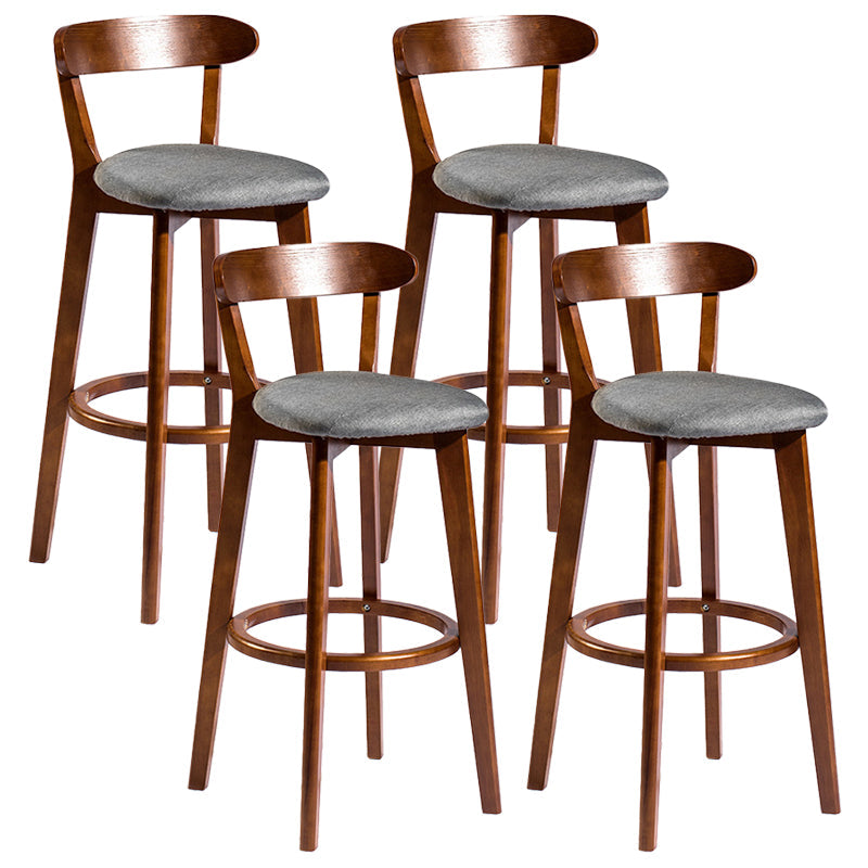 Contemporary Low Back Rubberwood Stool Matte Finish Upholstered Bar Stools Smoke Gray Brown 4 Piece Set Clearhalo 'Bar Furniture' 'Bar Stools' 'bar_stools' 'furn' 'furn_bar_stools' 'Furniture' 'furniture_bar_stools' 'Kitchen & Dining Furniture' 4984720