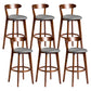 Contemporary Low Back Rubberwood Stool Matte Finish Upholstered Bar Stools Smoke Gray Brown 6 Piece Set Clearhalo 'Bar Furniture' 'Bar Stools' 'bar_stools' 'furn' 'furn_bar_stools' 'Furniture' 'furniture_bar_stools' 'Kitchen & Dining Furniture' 4984721