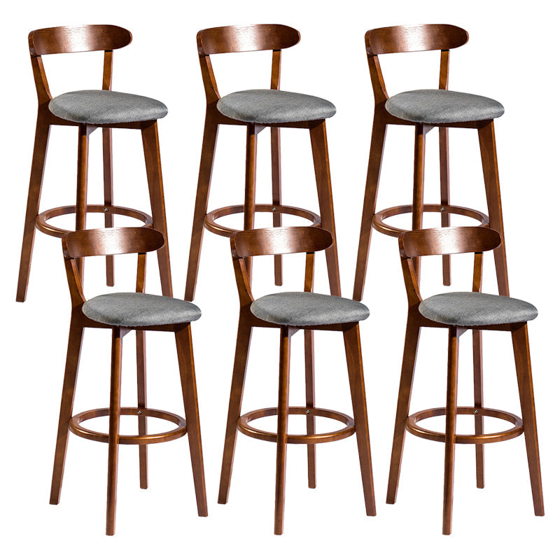 Contemporary Low Back Rubberwood Stool Matte Finish Upholstered Bar Stools Smoke Gray Brown 6 Piece Set Clearhalo 'Bar Furniture' 'Bar Stools' 'bar_stools' 'furn' 'furn_bar_stools' 'Furniture' 'furniture_bar_stools' 'Kitchen & Dining Furniture' 4984721