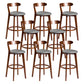 Contemporary Low Back Rubberwood Stool Matte Finish Upholstered Bar Stools Smoke Gray Brown 8 Piece Set Clearhalo 'Bar Furniture' 'Bar Stools' 'bar_stools' 'furn' 'furn_bar_stools' 'Furniture' 'furniture_bar_stools' 'Kitchen & Dining Furniture' 4984722
