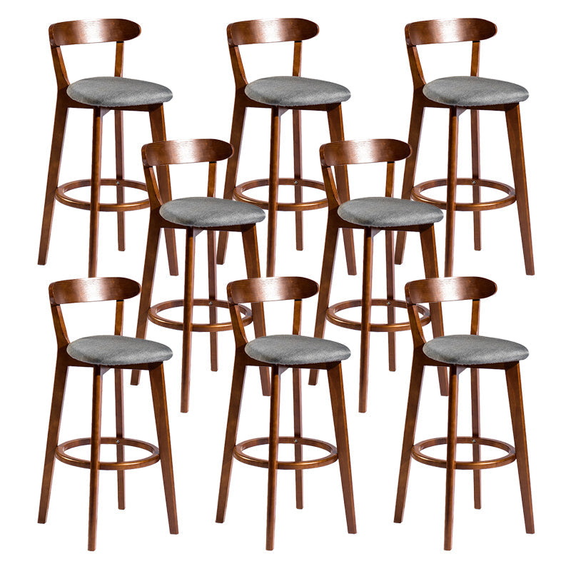 Contemporary Low Back Rubberwood Stool Matte Finish Upholstered Bar Stools Smoke Gray Brown 8 Piece Set Clearhalo 'Bar Furniture' 'Bar Stools' 'bar_stools' 'furn' 'furn_bar_stools' 'Furniture' 'furniture_bar_stools' 'Kitchen & Dining Furniture' 4984722