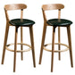 Contemporary Low Back Rubberwood Stool Matte Finish Upholstered Bar Stools Blackish Green Natural 2 Piece Set Clearhalo 'Bar Furniture' 'Bar Stools' 'bar_stools' 'furn' 'furn_bar_stools' 'Furniture' 'furniture_bar_stools' 'Kitchen & Dining Furniture' 4984723