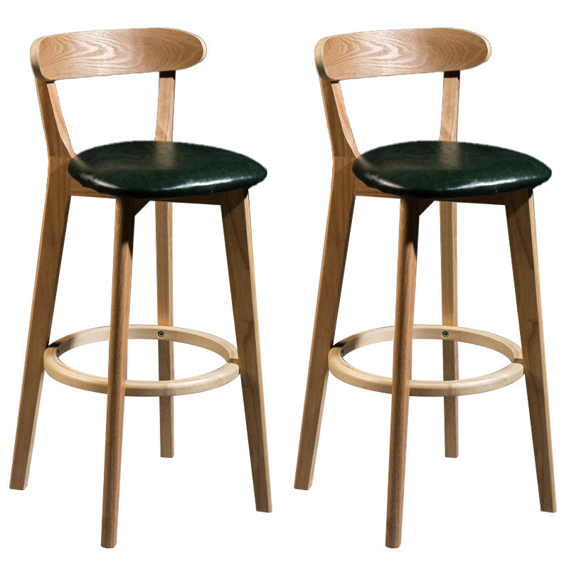 Contemporary Low Back Rubberwood Stool Matte Finish Upholstered Bar Stools Blackish Green Natural 2 Piece Set Clearhalo 'Bar Furniture' 'Bar Stools' 'bar_stools' 'furn' 'furn_bar_stools' 'Furniture' 'furniture_bar_stools' 'Kitchen & Dining Furniture' 4984723