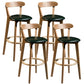 Contemporary Low Back Rubberwood Stool Matte Finish Upholstered Bar Stools Blackish Green Natural 4 Piece Set Clearhalo 'Bar Furniture' 'Bar Stools' 'bar_stools' 'furn' 'furn_bar_stools' 'Furniture' 'furniture_bar_stools' 'Kitchen & Dining Furniture' 4984724