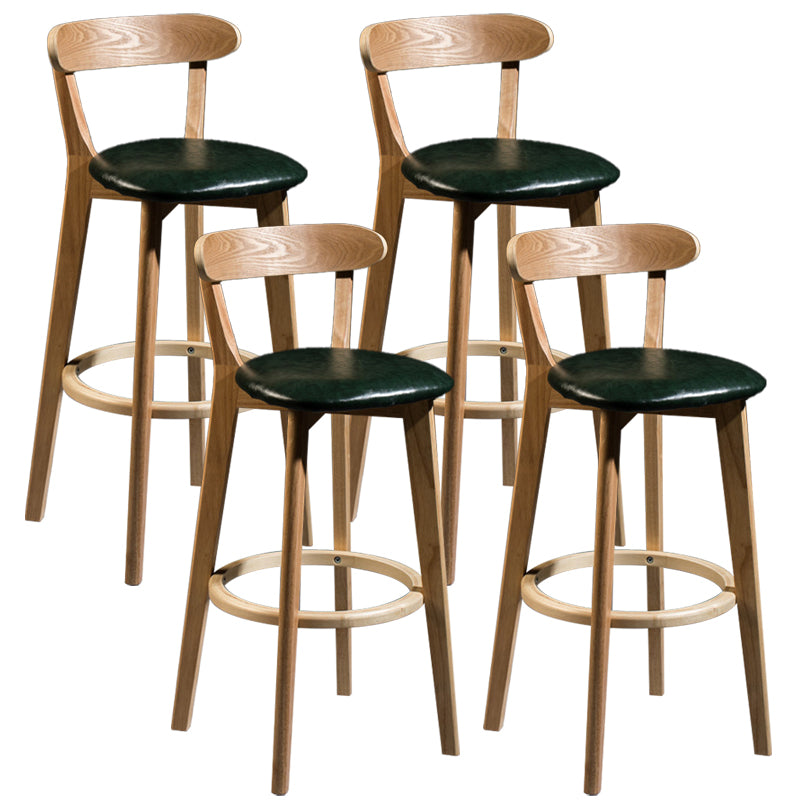 Contemporary Low Back Rubberwood Stool Matte Finish Upholstered Bar Stools Blackish Green Natural 4 Piece Set Clearhalo 'Bar Furniture' 'Bar Stools' 'bar_stools' 'furn' 'furn_bar_stools' 'Furniture' 'furniture_bar_stools' 'Kitchen & Dining Furniture' 4984724
