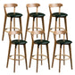 Contemporary Low Back Rubberwood Stool Matte Finish Upholstered Bar Stools Blackish Green Natural 6 Piece Set Clearhalo 'Bar Furniture' 'Bar Stools' 'bar_stools' 'furn' 'furn_bar_stools' 'Furniture' 'furniture_bar_stools' 'Kitchen & Dining Furniture' 4984725