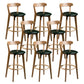 Contemporary Low Back Rubberwood Stool Matte Finish Upholstered Bar Stools Blackish Green Natural 8 Piece Set Clearhalo 'Bar Furniture' 'Bar Stools' 'bar_stools' 'furn' 'furn_bar_stools' 'Furniture' 'furniture_bar_stools' 'Kitchen & Dining Furniture' 4984726