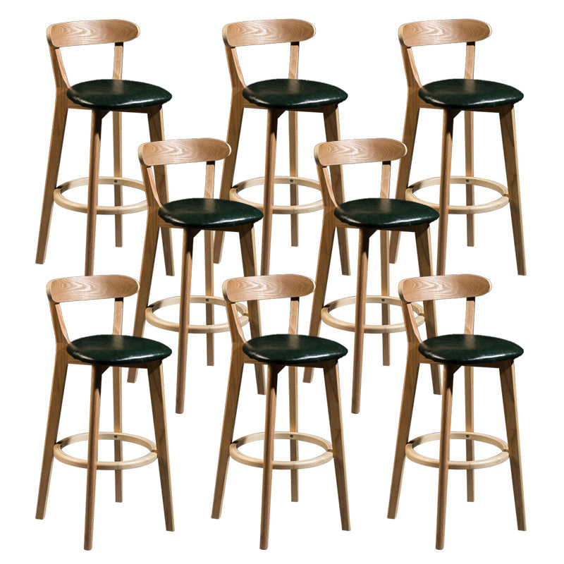 Contemporary Low Back Rubberwood Stool Matte Finish Upholstered Bar Stools Blackish Green Natural 8 Piece Set Clearhalo 'Bar Furniture' 'Bar Stools' 'bar_stools' 'furn' 'furn_bar_stools' 'Furniture' 'furniture_bar_stools' 'Kitchen & Dining Furniture' 4984726