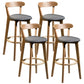 Contemporary Low Back Rubberwood Stool Matte Finish Upholstered Bar Stools Smoke Gray Natural 4 Piece Set Clearhalo 'Bar Furniture' 'Bar Stools' 'bar_stools' 'furn' 'furn_bar_stools' 'Furniture' 'furniture_bar_stools' 'Kitchen & Dining Furniture' 4984728