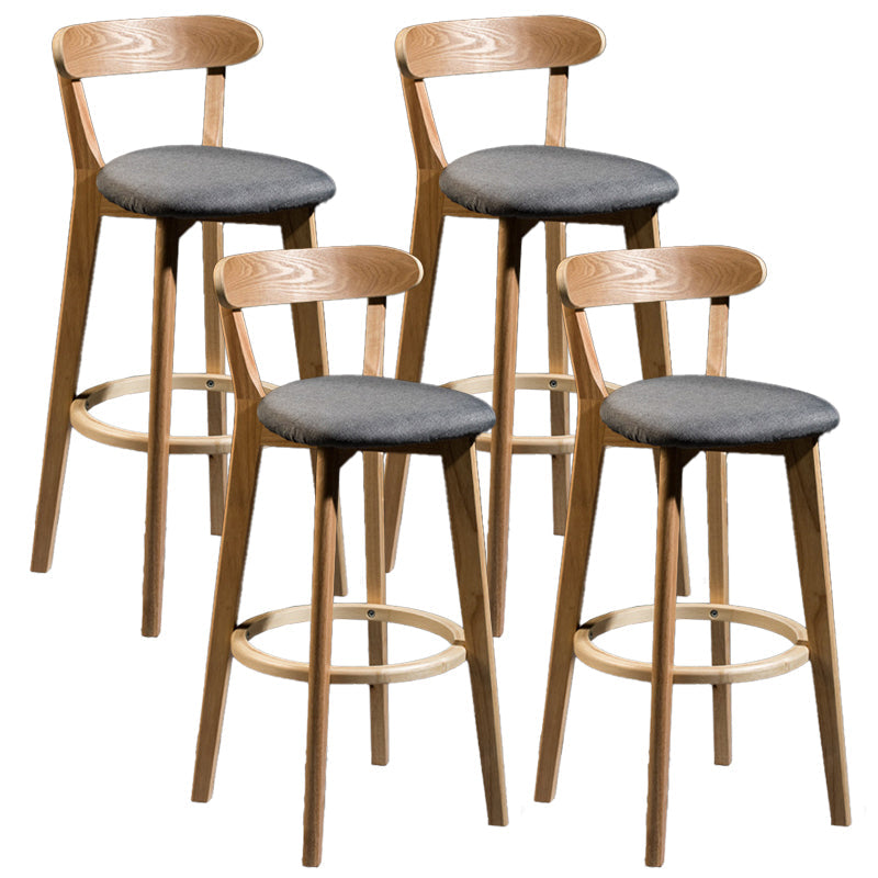 Contemporary Low Back Rubberwood Stool Matte Finish Upholstered Bar Stools Smoke Gray Natural 4 Piece Set Clearhalo 'Bar Furniture' 'Bar Stools' 'bar_stools' 'furn' 'furn_bar_stools' 'Furniture' 'furniture_bar_stools' 'Kitchen & Dining Furniture' 4984728