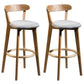 Contemporary Low Back Rubberwood Stool Matte Finish Upholstered Bar Stools Light Gray Natural 2 Piece Set Clearhalo 'Bar Furniture' 'Bar Stools' 'bar_stools' 'furn' 'furn_bar_stools' 'Furniture' 'furniture_bar_stools' 'Kitchen & Dining Furniture' 4984731