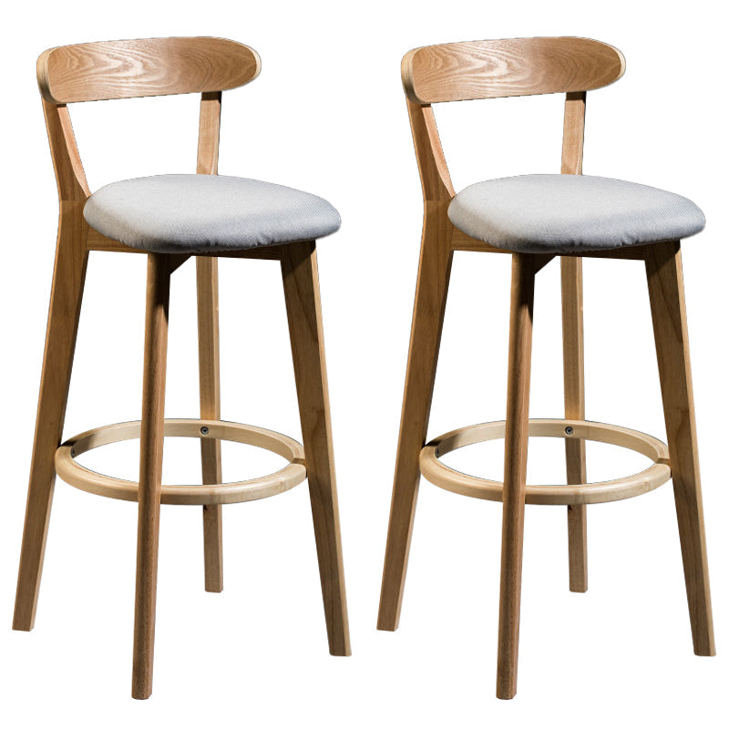 Contemporary Low Back Rubberwood Stool Matte Finish Upholstered Bar Stools Light Gray Natural 2 Piece Set Clearhalo 'Bar Furniture' 'Bar Stools' 'bar_stools' 'furn' 'furn_bar_stools' 'Furniture' 'furniture_bar_stools' 'Kitchen & Dining Furniture' 4984731