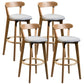 Contemporary Low Back Rubberwood Stool Matte Finish Upholstered Bar Stools Light Gray Natural 4 Piece Set Clearhalo 'Bar Furniture' 'Bar Stools' 'bar_stools' 'furn' 'furn_bar_stools' 'Furniture' 'furniture_bar_stools' 'Kitchen & Dining Furniture' 4984732
