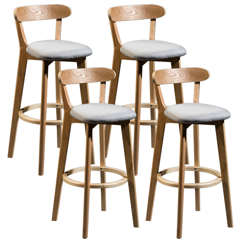 Contemporary Low Back Rubberwood Stool Matte Finish Upholstered Bar Stools Light Gray Natural 4 Piece Set Clearhalo 'Bar Furniture' 'Bar Stools' 'bar_stools' 'furn' 'furn_bar_stools' 'Furniture' 'furniture_bar_stools' 'Kitchen & Dining Furniture' 4984732