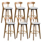 Contemporary Low Back Rubberwood Stool Matte Finish Upholstered Bar Stools Light Gray Natural 6 Piece Set Clearhalo 'Bar Furniture' 'Bar Stools' 'bar_stools' 'furn' 'furn_bar_stools' 'Furniture' 'furniture_bar_stools' 'Kitchen & Dining Furniture' 4984733