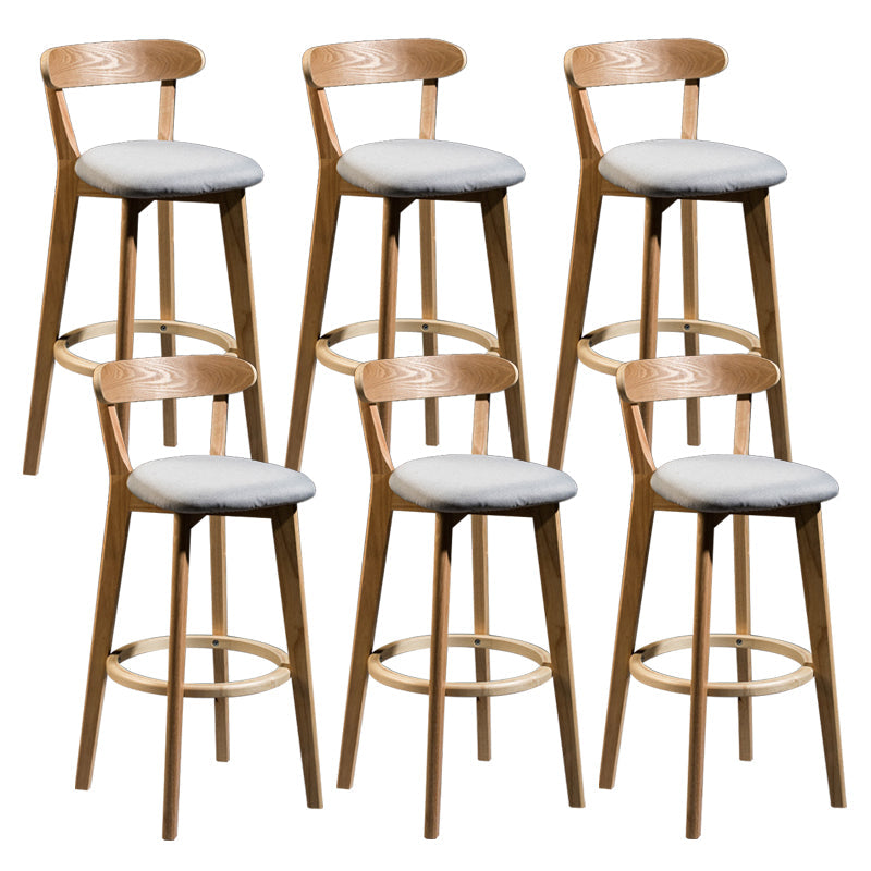 Contemporary Low Back Rubberwood Stool Matte Finish Upholstered Bar Stools Light Gray Natural 6 Piece Set Clearhalo 'Bar Furniture' 'Bar Stools' 'bar_stools' 'furn' 'furn_bar_stools' 'Furniture' 'furniture_bar_stools' 'Kitchen & Dining Furniture' 4984733