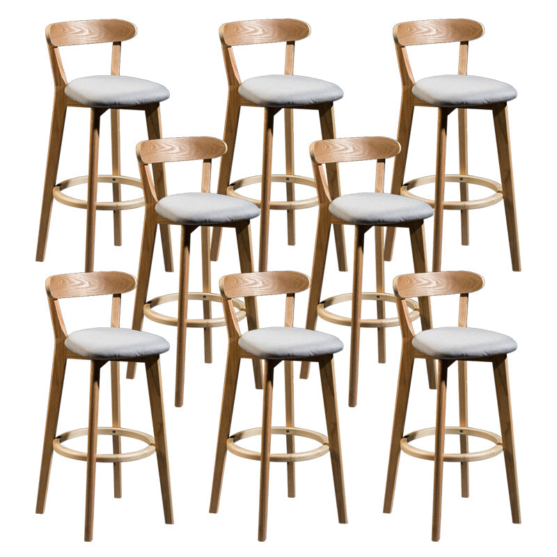 Contemporary Low Back Rubberwood Stool Matte Finish Upholstered Bar Stools Light Gray Natural 8 Piece Set Clearhalo 'Bar Furniture' 'Bar Stools' 'bar_stools' 'furn' 'furn_bar_stools' 'Furniture' 'furniture_bar_stools' 'Kitchen & Dining Furniture' 4984734