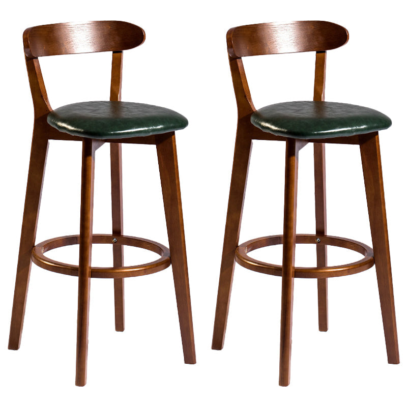 Contemporary Low Back Rubberwood Stool Matte Finish Upholstered Bar Stools Blackish Green Brown 2 Piece Set Clearhalo 'Bar Furniture' 'Bar Stools' 'bar_stools' 'furn' 'furn_bar_stools' 'Furniture' 'furniture_bar_stools' 'Kitchen & Dining Furniture' 4984735