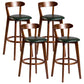 Contemporary Low Back Rubberwood Stool Matte Finish Upholstered Bar Stools Blackish Green Brown 4 Piece Set Clearhalo 'Bar Furniture' 'Bar Stools' 'bar_stools' 'furn' 'furn_bar_stools' 'Furniture' 'furniture_bar_stools' 'Kitchen & Dining Furniture' 4984736