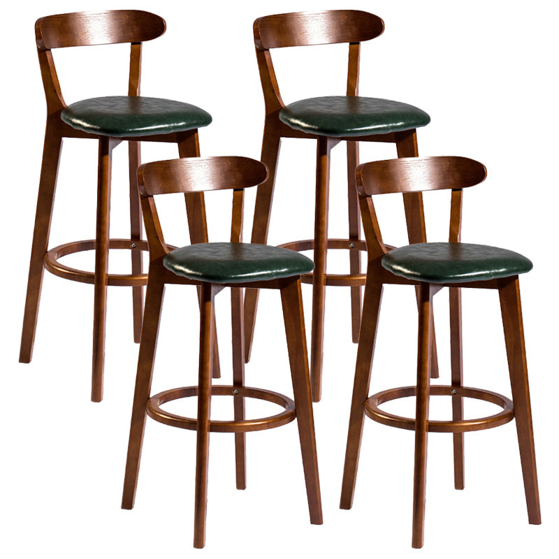 Contemporary Low Back Rubberwood Stool Matte Finish Upholstered Bar Stools Blackish Green Brown 4 Piece Set Clearhalo 'Bar Furniture' 'Bar Stools' 'bar_stools' 'furn' 'furn_bar_stools' 'Furniture' 'furniture_bar_stools' 'Kitchen & Dining Furniture' 4984736