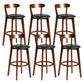 Contemporary Low Back Rubberwood Stool Matte Finish Upholstered Bar Stools Blackish Green Brown 6 Piece Set Clearhalo 'Bar Furniture' 'Bar Stools' 'bar_stools' 'furn' 'furn_bar_stools' 'Furniture' 'furniture_bar_stools' 'Kitchen & Dining Furniture' 4984737
