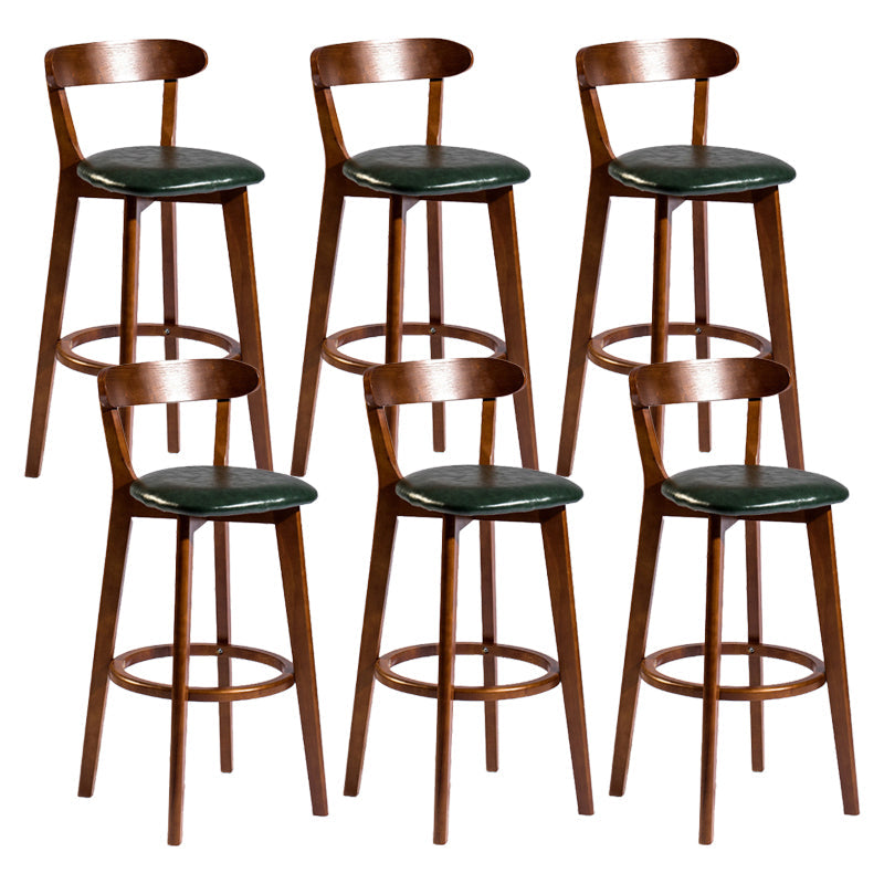 Contemporary Low Back Rubberwood Stool Matte Finish Upholstered Bar Stools Blackish Green Brown 6 Piece Set Clearhalo 'Bar Furniture' 'Bar Stools' 'bar_stools' 'furn' 'furn_bar_stools' 'Furniture' 'furniture_bar_stools' 'Kitchen & Dining Furniture' 4984737