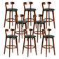 Contemporary Low Back Rubberwood Stool Matte Finish Upholstered Bar Stools Blackish Green Brown 8 Piece Set Clearhalo 'Bar Furniture' 'Bar Stools' 'bar_stools' 'furn' 'furn_bar_stools' 'Furniture' 'furniture_bar_stools' 'Kitchen & Dining Furniture' 4984738