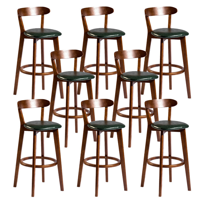 Contemporary Low Back Rubberwood Stool Matte Finish Upholstered Bar Stools Blackish Green Brown 8 Piece Set Clearhalo 'Bar Furniture' 'Bar Stools' 'bar_stools' 'furn' 'furn_bar_stools' 'Furniture' 'furniture_bar_stools' 'Kitchen & Dining Furniture' 4984738