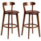 Contemporary Low Back Rubberwood Stool Matte Finish Upholstered Bar Stools Brown Brown 2 Piece Set Clearhalo 'Bar Furniture' 'Bar Stools' 'bar_stools' 'furn' 'furn_bar_stools' 'Furniture' 'furniture_bar_stools' 'Kitchen & Dining Furniture' 4984739